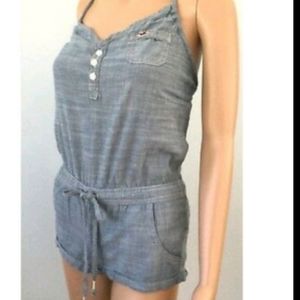 Hollister linen jean romper